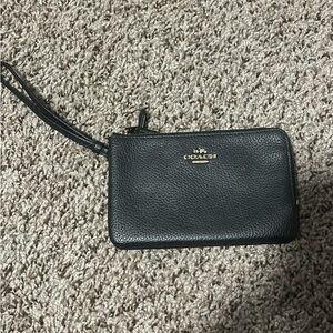 Coach Black Pebbled Leather Wristlet